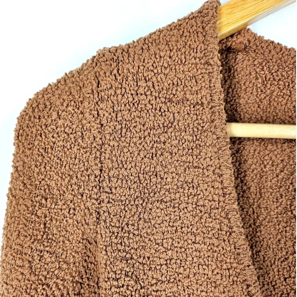 ZARA WOMEN'S BOUCLÉ BROWN WAIST WRAP SWEATER - SIZE MEDIUM - SHERPA FEEL